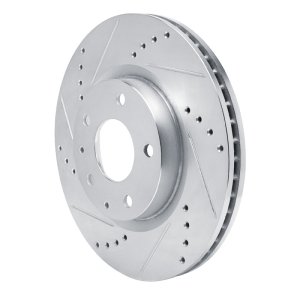 Mazda 3 Brake Rotor (1) - Front Left - R1 Concepts - Drilled & Slotted - Silver - `19-`25